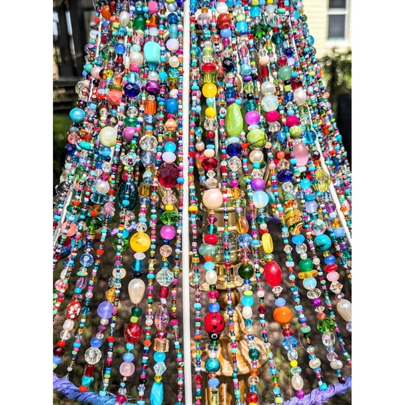 Custom ARTISAN Hand Beaded Colorful Bohemian Lampshade OOAK - Picture 11 of 17